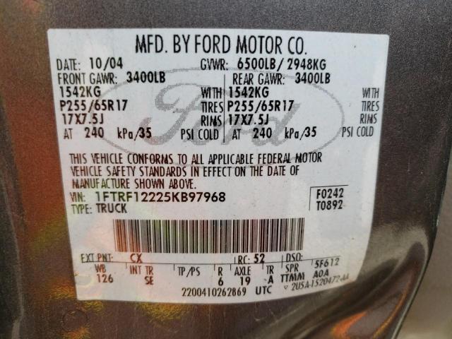 Photo 10 from auction – 2005 FORD F150 with VIN 1FTRF12225KB97968