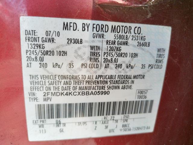 Photo 10 from auction – 2011 FORD EDGE LIMIT with VIN 2FMDK4KCXBBA05990