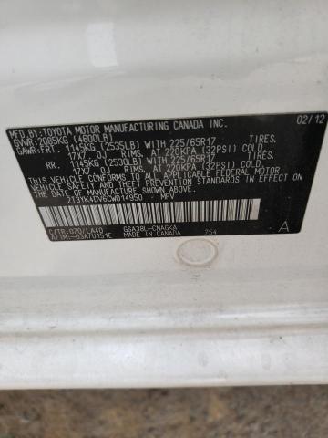 Photo 10 from auction – 2012 TOYOTA RAV4 LIMIT with VIN 2T3YK4DV6CW014950