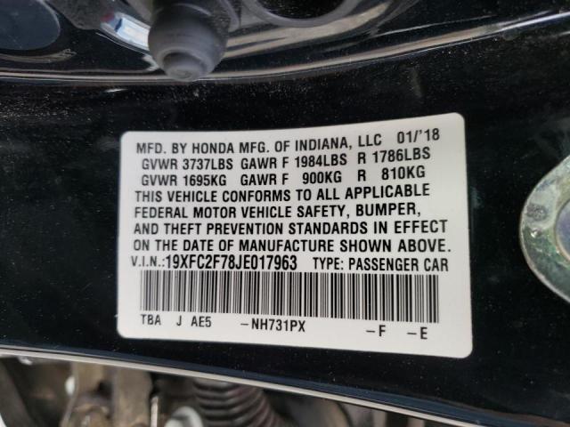 Photo 10 from auction – 2018 HONDA CIVIC EX with VIN 19XFC2F78JE017963