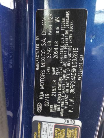 Photo 10 from auction – 2019 KIA FORTE FE with VIN 3KPF24AD6KE092819