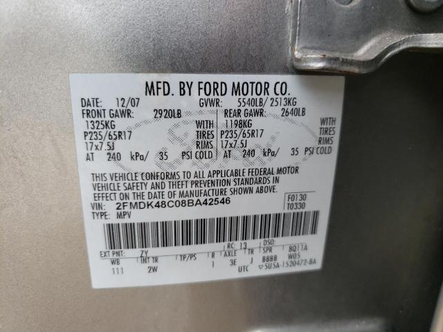 Photo 10 from auction – 2008 FORD EDGE SEL with VIN 2FMDK48C08BA42546