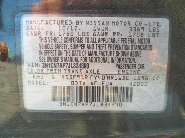 Photo 10 from auction – 2018 NISSAN VERSA S with VIN 3N1CN7AP7JL834390
