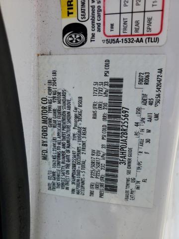 Photo 10 from auction – 2011 FORD FUSION SEL with VIN 3FAHP0JA2BR255697
