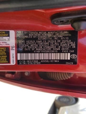 Photo 10 from auction – 2013 TOYOTA CAMRY L with VIN 4T4BF1FK5DR329010
