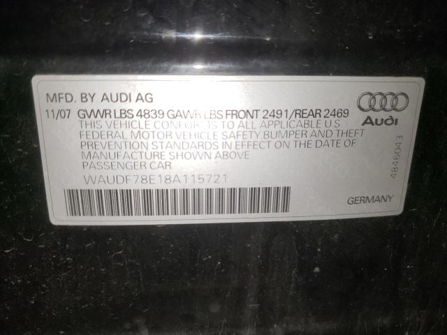 Photo 10 from auction – 2008 AUDI A4 2.0T QU with VIN WAUDF78E18A115721