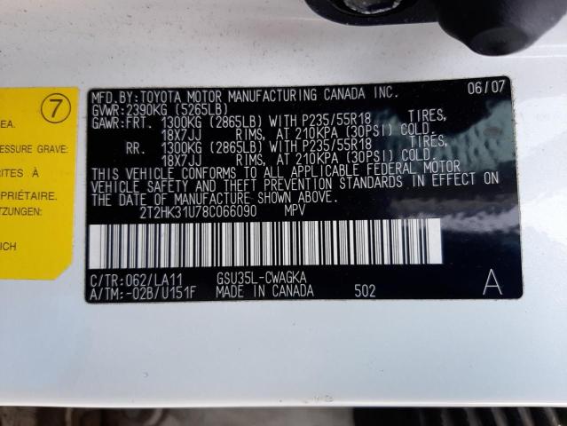 Photo 10 from auction – 2008 LEXUS RX 350 with VIN 2T2HK31U78C066090
