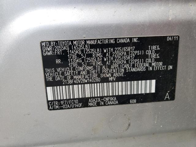 Photo 10 from auction – 2011 TOYOTA RAV4 with VIN 2T3BF4DV2BW140280