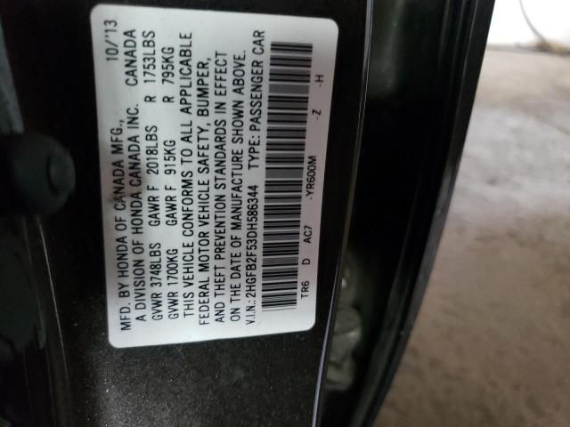 Photo 10 from auction – 2013 HONDA CIVIC LX with VIN 2HGFB2F53DH586344