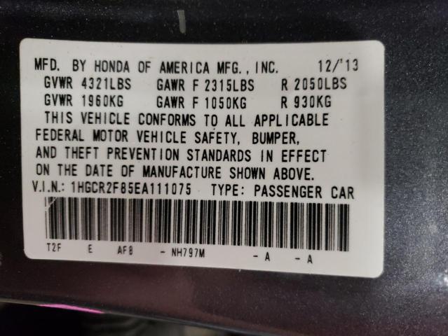 Photo 10 from auction – 2014 HONDA ACCORD EXL with VIN 1HGCR2F85EA111075