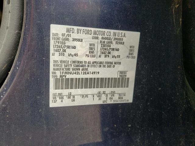 Photo 10 from auction – 2002 FORD EXCURSION with VIN 1FMNU42L12EA14919