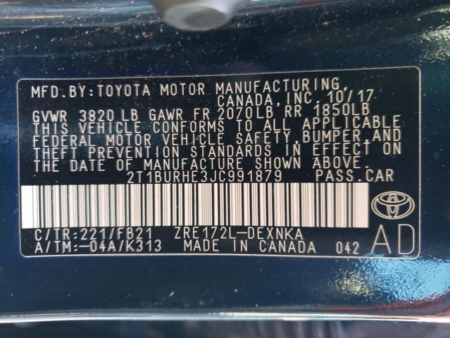 Photo 10 from auction – 2018 TOYOTA COROLLA L with VIN 2T1BURHE3JC991879
