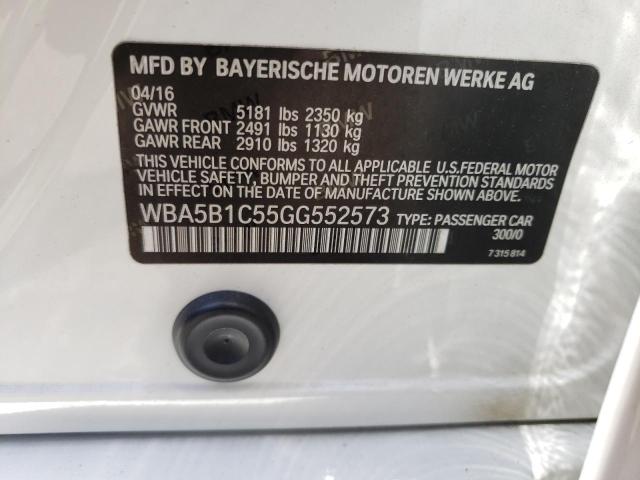 Photo 10 from auction – 2016 BMW 535 I with VIN WBA5B1C55GG552573