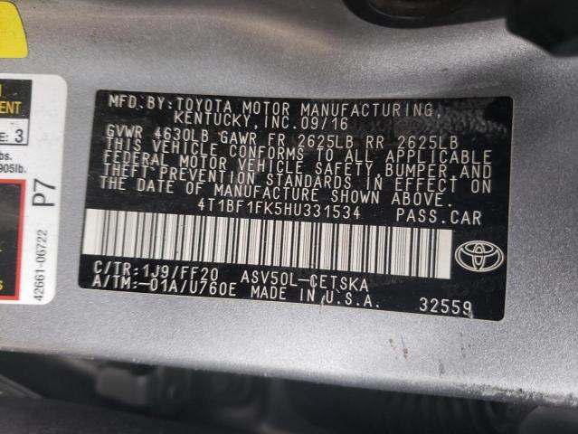 Photo 10 from auction – 2017 TOYOTA CAMRY LE with VIN 4T1BF1FK5HU331534