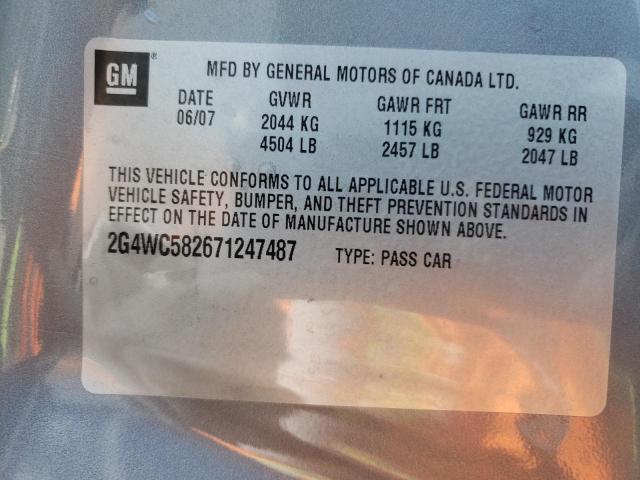 Photo 10 from auction – 2007 BUICK LACROSSE C with VIN 2G4WC582671247487