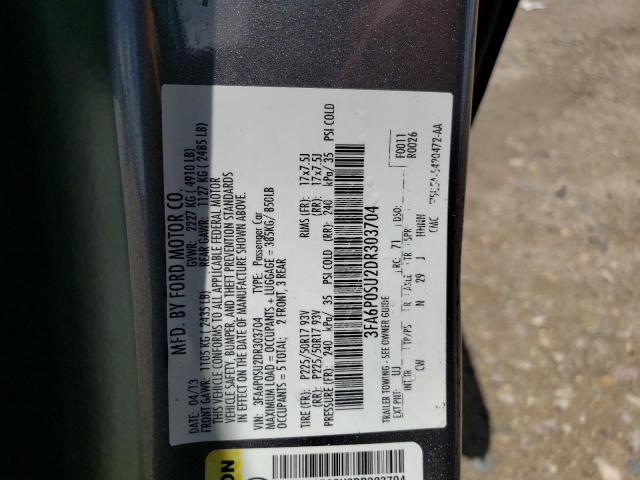 Photo 10 from auction – 2013 FORD FUSION with VIN 3FA6P0SU2DR303704