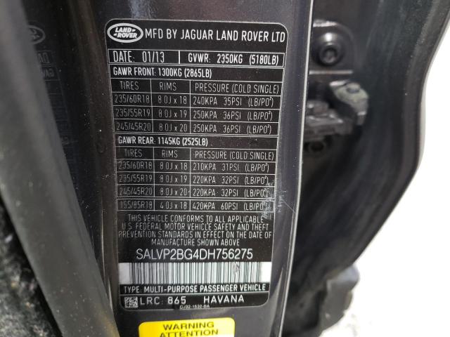 Photo 10 from auction – 2013 LAND ROVER RANGE ROVE with VIN SALVP2BG4DH756275
