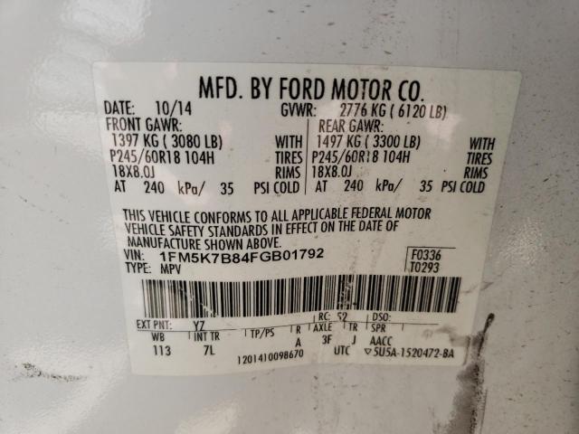 Photo 10 from auction – 2015 FORD EXPLORER with VIN 1FM5K7B84FGB01792
