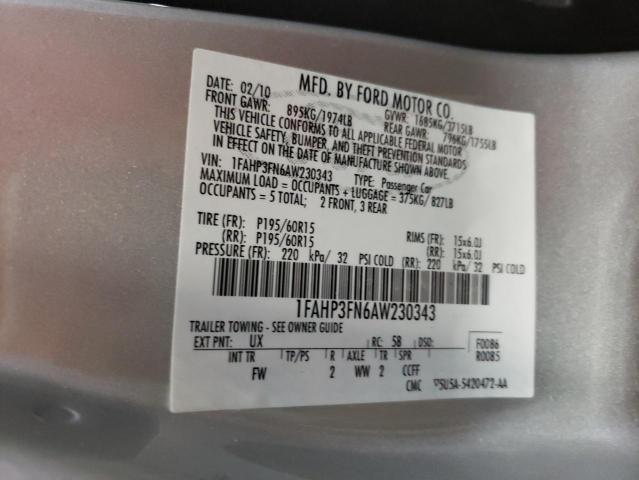 Photo 10 from auction – 2010 FORD FOCUS SE with VIN 1FAHP3FN6AW230343