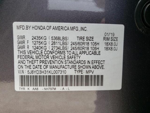 Photo 10 from auction – 2019 ACURA MDX with VIN 5J8YD3H31KL007310