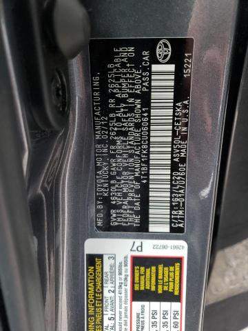 Photo 10 from auction – 2012 TOYOTA CAMRY BASE with VIN 4T1BF1FK8CU060641