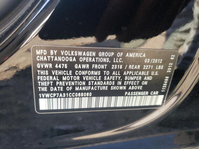 Photo 10 from auction – 2012 VOLKSWAGEN PASSAT SEL with VIN 1VWCP7A31CC068060