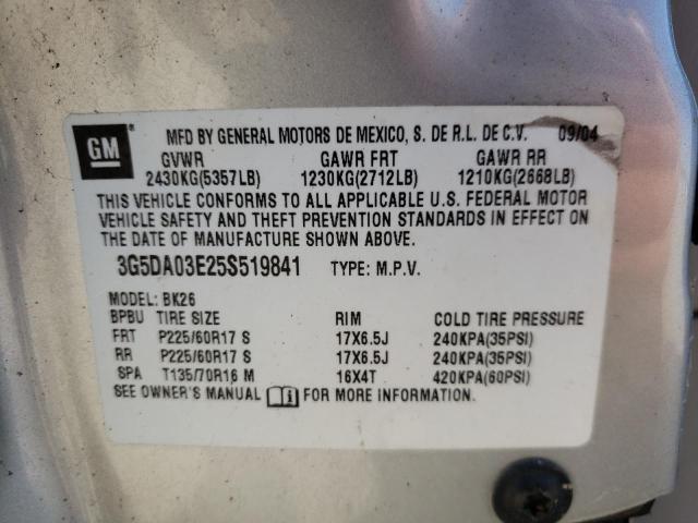 Photo 10 from auction – 2005 BUICK RENDEZVOUS with VIN 3G5DA03E25S519841