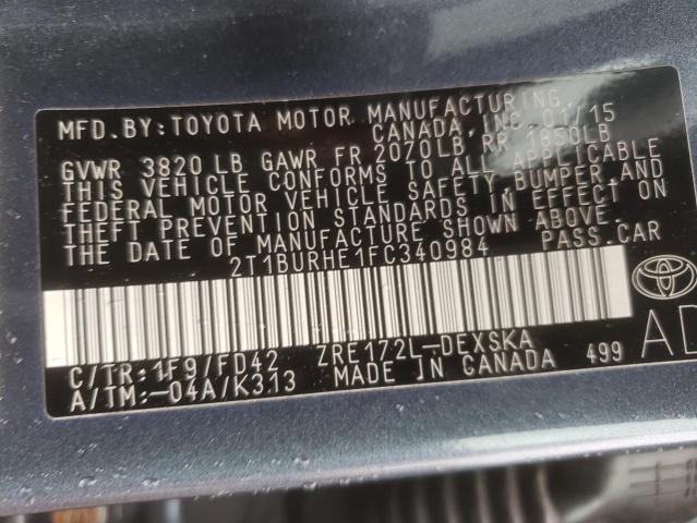 Photo 10 from auction – 2015 TOYOTA COROLLA L with VIN 2T1BURHE1FC340984