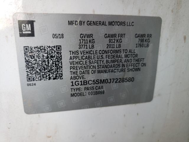 Photo 10 from auction – 2018 CHEVROLET CRUZE with VIN 1G1BC5SM0J7228580
