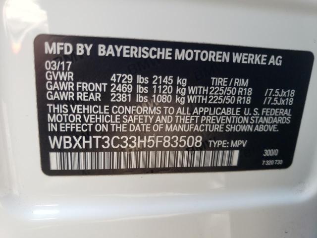 Photo 10 from auction – 2017 BMW X1 XDRIVE2 with VIN WBXHT3C33H5F83508