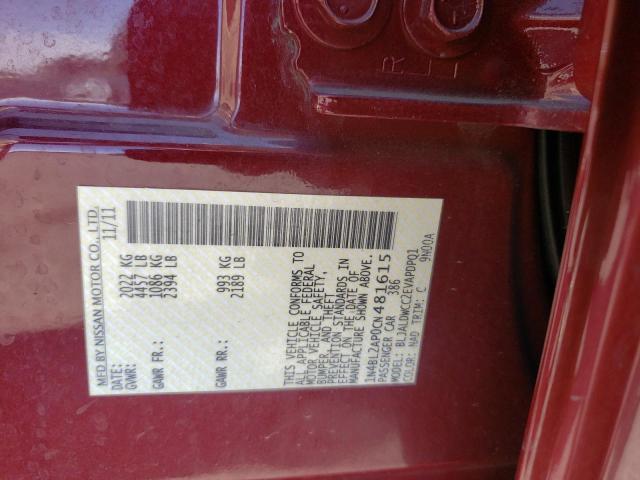 Photo 10 from auction – 2012 NISSAN ALTIMA SR with VIN 1N4BL2AP0CN481615