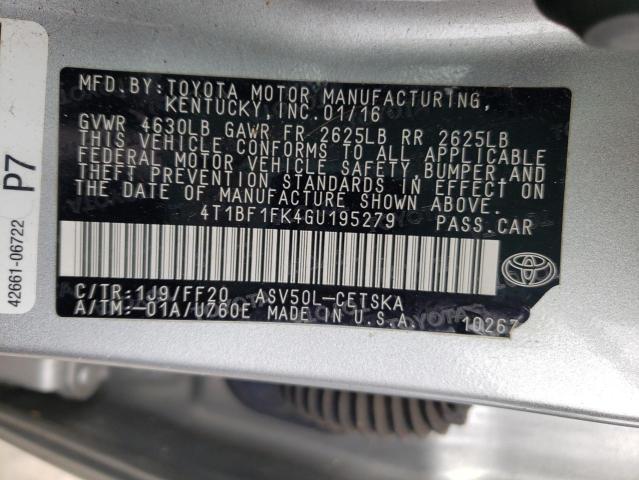 Photo 10 from auction – 2016 TOYOTA CAMRY LE with VIN 4T1BF1FK4GU195279