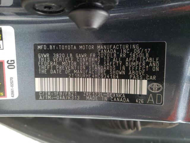 Photo 10 from auction – 2017 TOYOTA COROLLA L with VIN 2T1BURHE4HC934164
