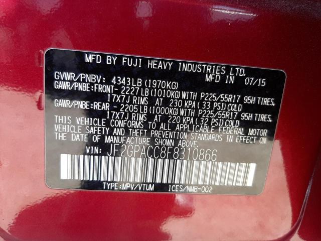 Photo 10 from auction – 2015 SUBARU XV CROSSTR with VIN JF2GPACC8F8310866