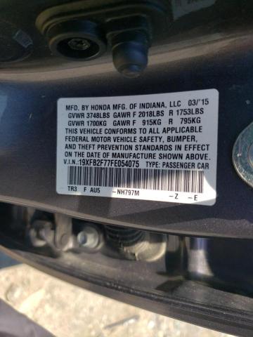صورة رقم 10 من المزاد - 2015 HONDA CIVIC SE مع VIN 19XFB2F77FE054075