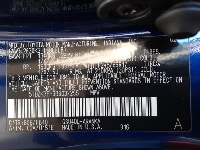 Photo 10 from auction – 2011 TOYOTA HIGHLANDER with VIN 5TDZK3EH5BS037255