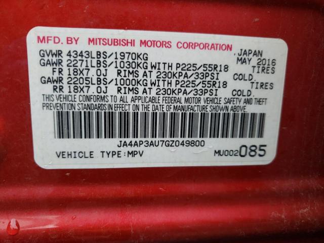 Photo 10 from auction – 2016 MITSUBISHI OUTLANDER with VIN JA4AP3AU7GZ049800