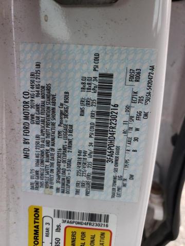 Photo 10 from auction – 2015 FORD FUSION SE with VIN 3FA6P0HD4FR230216