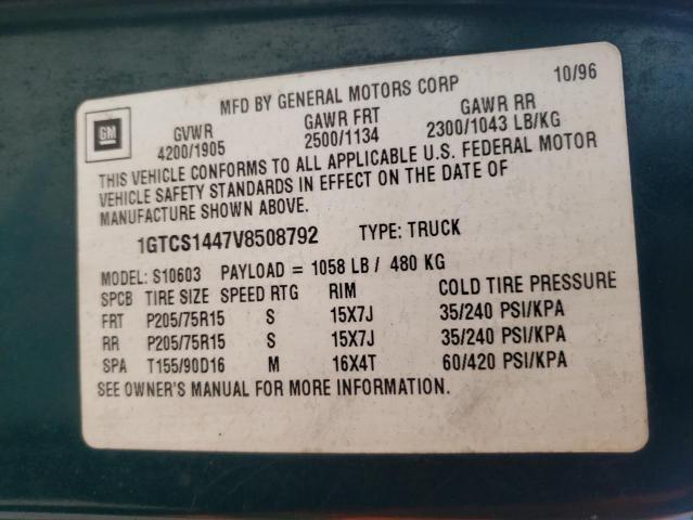 Photo 10 from auction – 1997 GMC SONOMA with VIN 1GTCS1447V8508792