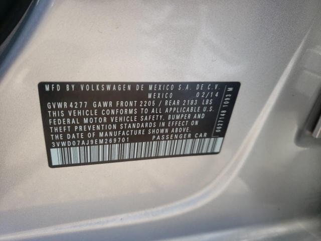 Photo 10 from auction – 2014 VOLKSWAGEN JETTA SE with VIN 3VWD07AJ9EM269701