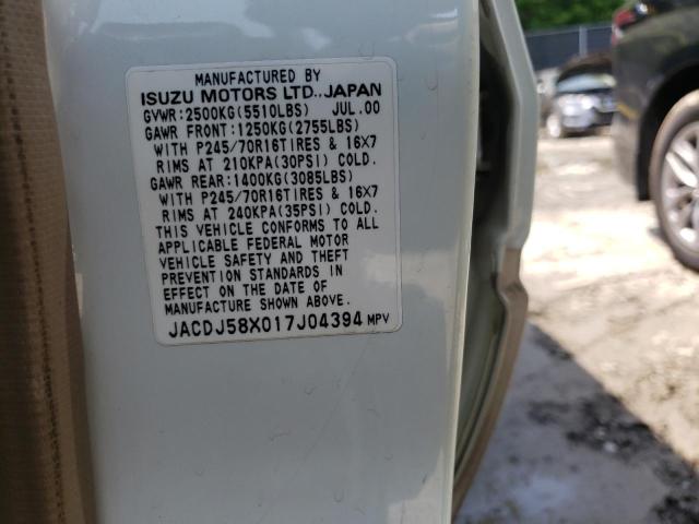 Photo 10 from auction – 2001 ISUZU TROOPER S with VIN JACDJ58X017J04394
