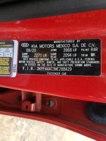 Photo 10 from auction – 2021 KIA FORTE GT with VIN 3KPF44AC3ME288429
