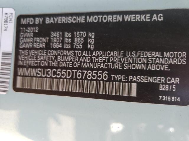 Photo 10 from auction – 2013 MINI COOPER with VIN WMWSU3C55DT678556