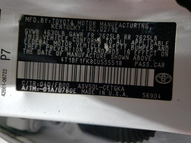 Photo 10 from auction – 2012 TOYOTA CAMRY BASE with VIN 4T1BF1FK8CU555518