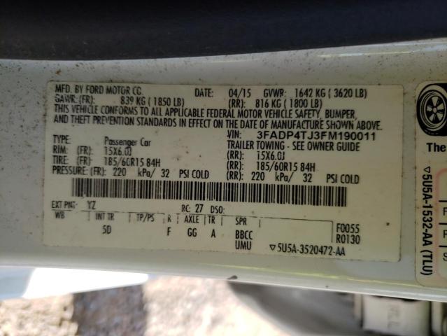 Photo 10 from auction – 2015 FORD FIESTA S with VIN 3FADP4TJ3FM190011