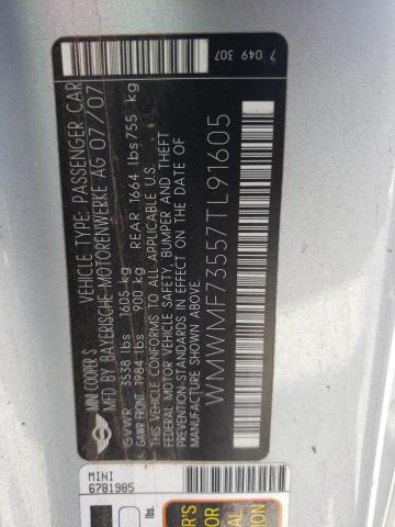 Photo 10 from auction – 2007 MINI COOPER S with VIN WMWMF73557TL91605