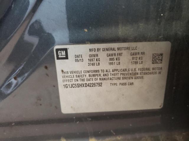 Photo 10 from auction – 2013 CHEVROLET SONIC LT with VIN 1G1JC5SHXD4226792