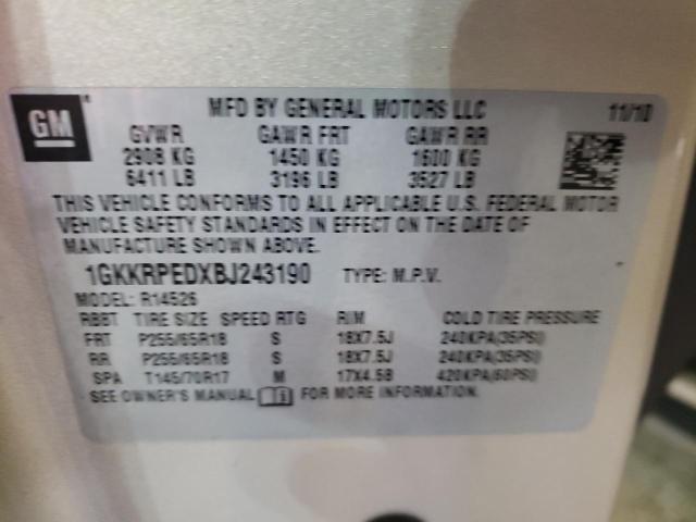 Photo 10 from auction – 2011 GMC ACADIA SLE with VIN 1GKKRPEDXBJ243190