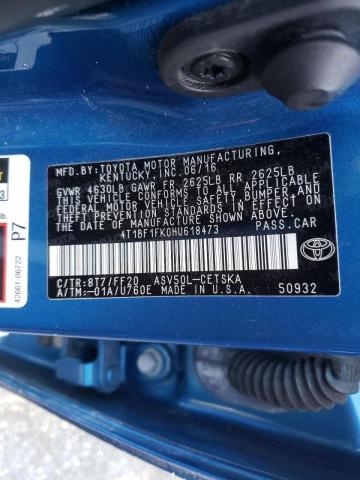 Photo 10 from auction – 2017 TOYOTA CAMRY LE with VIN 4T1BF1FK0HU618473