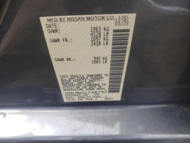 Photo 10 from auction – 2020 NISSAN ALTIMA S with VIN 1N4BL4BV2LC248792